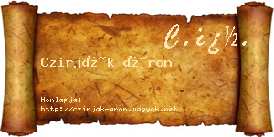 Czirják Áron névjegykártya